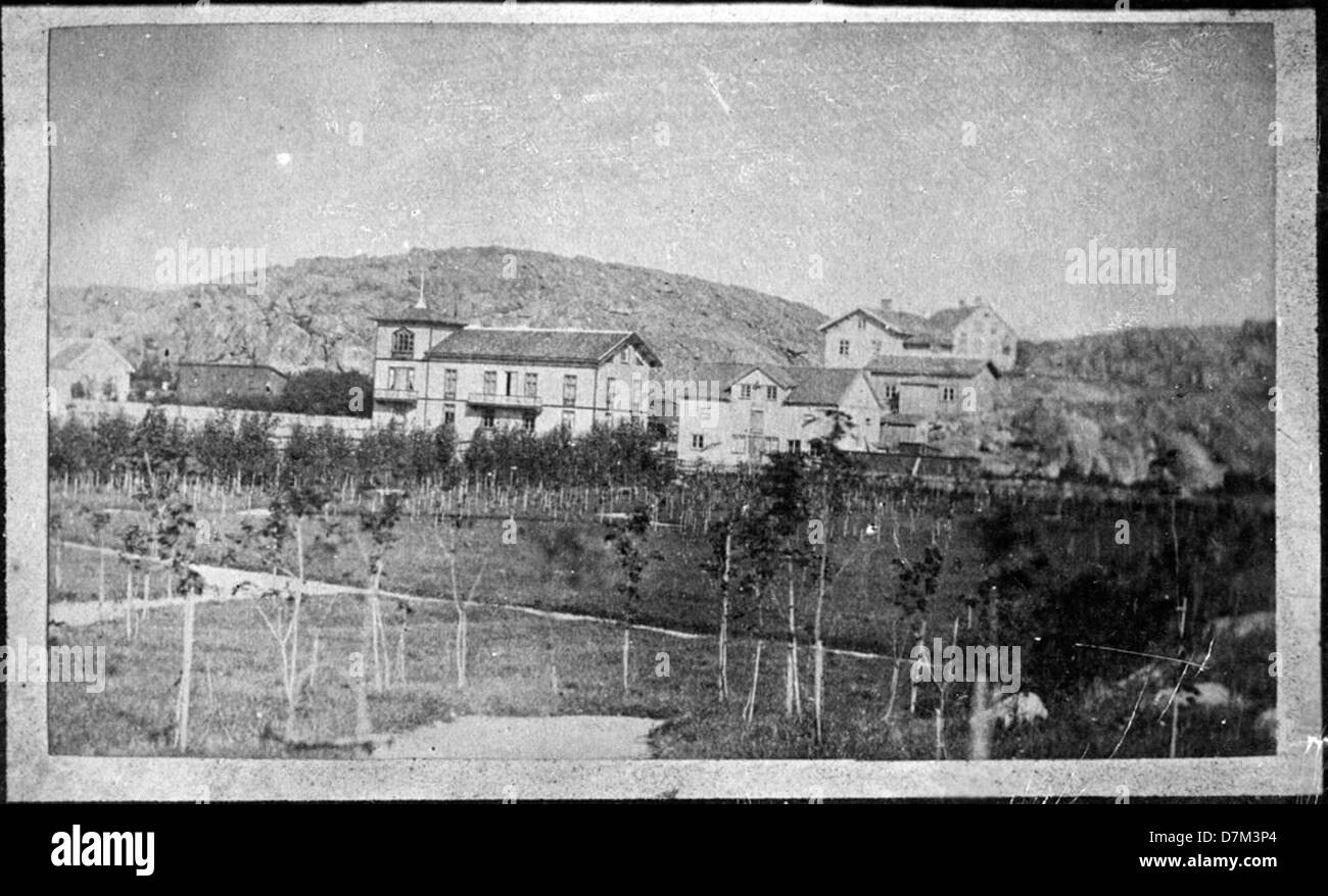 Ein Bild des Hauses, das einst Benjamin Mollén gehörte, einem Konsul und Kaufmann in Lysekil, Schweden. Das Haus ist Teil der Sammlung von erhaltenen Stätten des schwedischen Nationaldenkmalamtes. Stockfoto