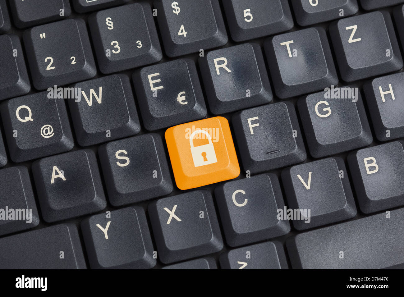 Nahaufnahme von pc-Tastatur mit Tastensperre Stockfoto