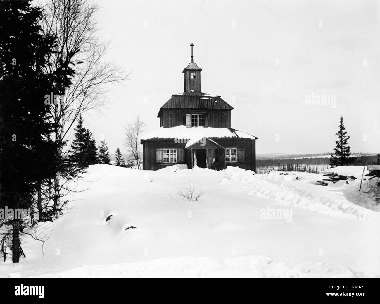 Garpenberg Miners' Chapel in Dalarna, Schweden, eine historische Stätte, die das Bergbauerbe der Region widerspiegelt und als Teil der Sammlung des schwedischen Nationaldenkmalamtes erfasst wurde. Stockfoto