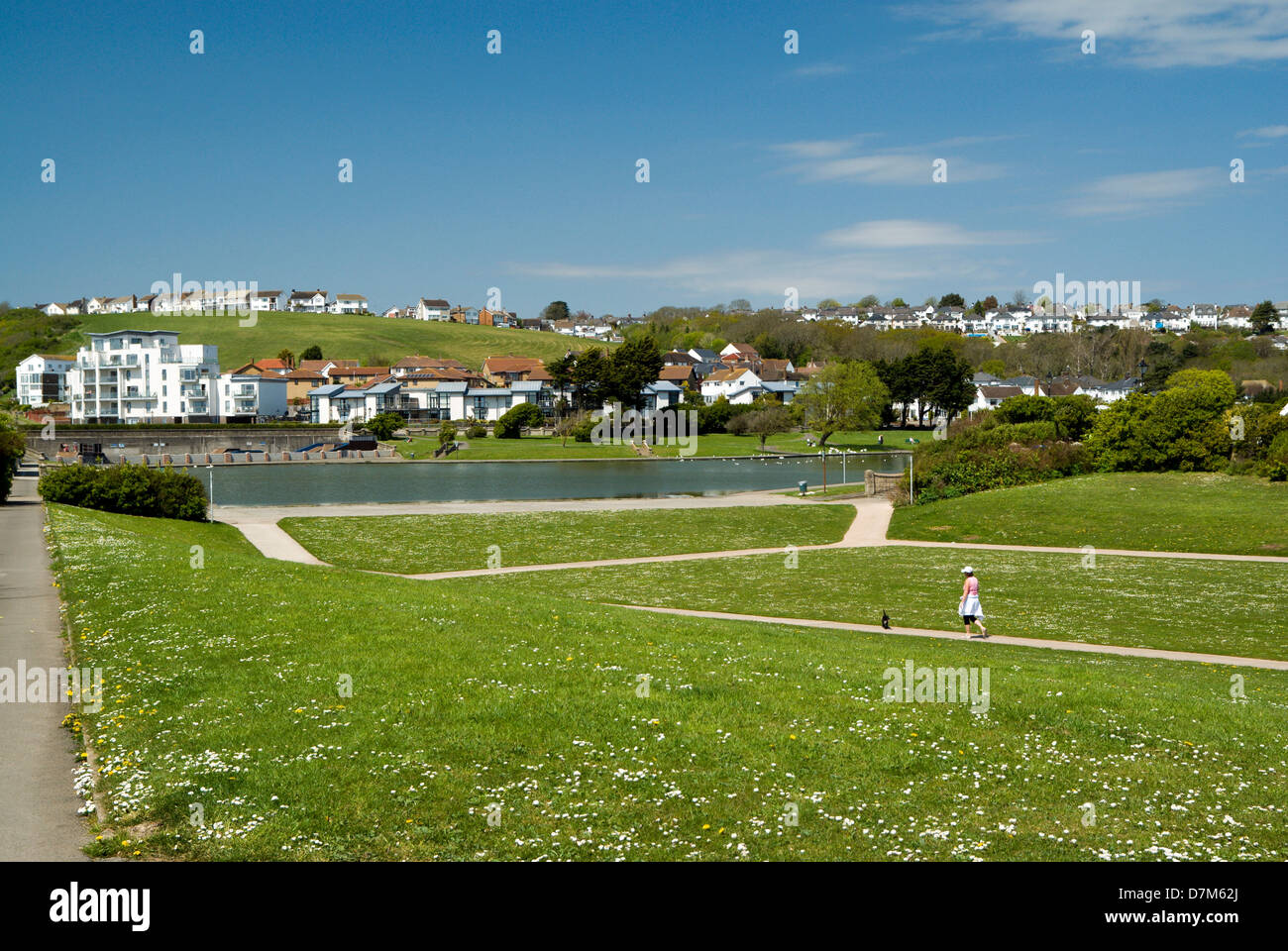 See und Park, kalten knap, Barry, Vale von Glamorgan, Süd-Wales, uk Stockfoto