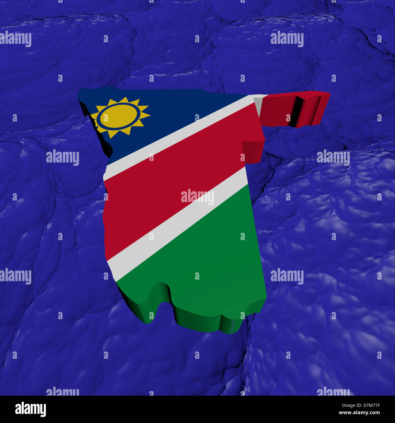 Namibia Karte Flagge in abstrakte Ozean Abbildung Stockfoto