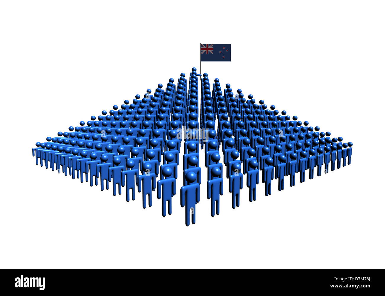 Pyramide des abstrakten Menschen mit Neuseeland Flagge illustration Stockfoto