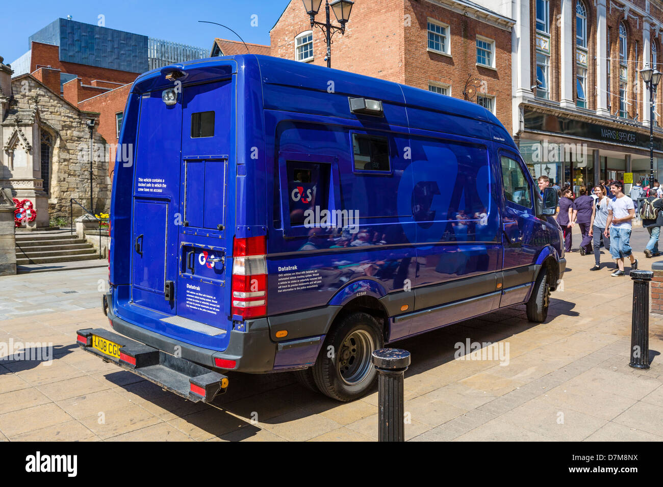 Ein G4S Security van im Zentrum Stadt, Lincoln, East Midlands, England, UK Stockfoto