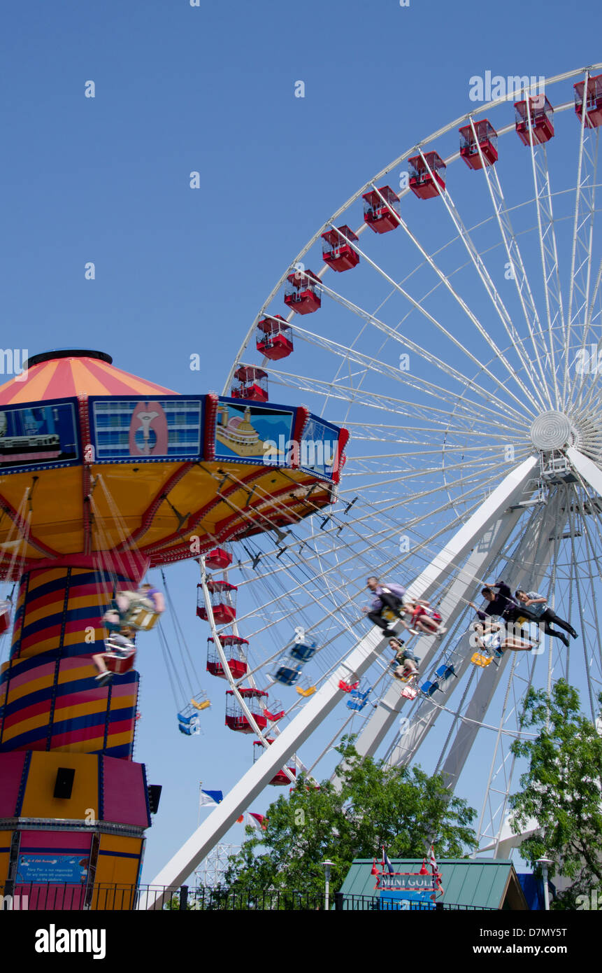 Illinois, Chicago. Navy Pier entlang den Ufern des Lake Michigan. Stockfoto