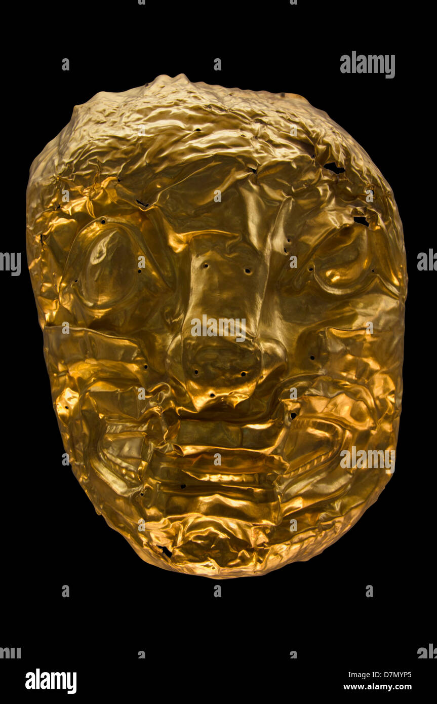 Totenmaske. Goldmuseum Bogota, Kolumbien Stockfoto