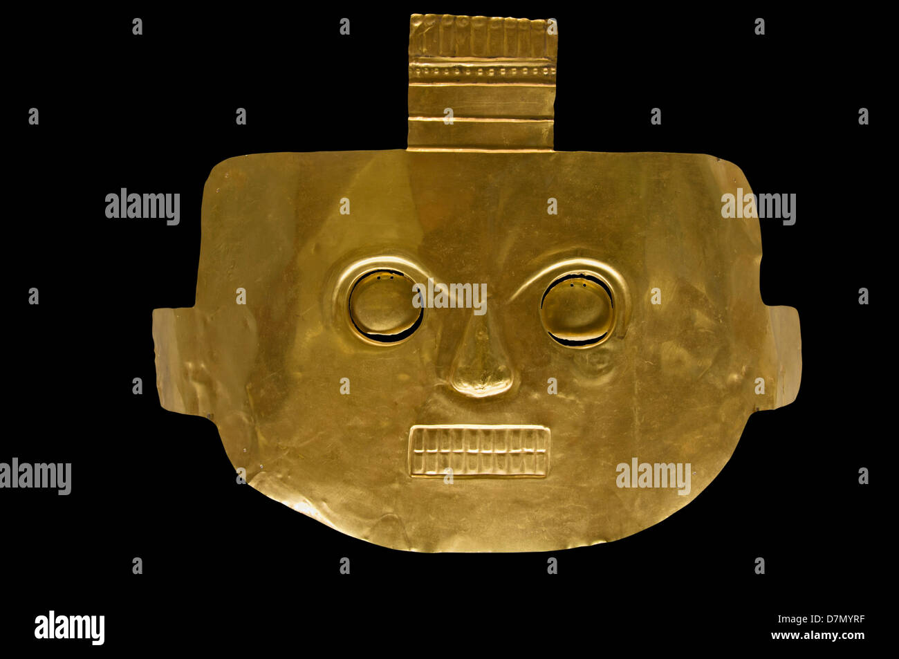 Funerery Maske. Goldmuseum Bogota, Kolumbien Stockfoto