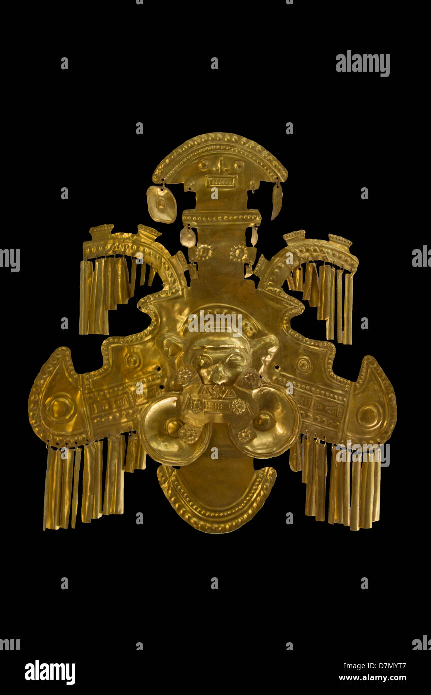 Pektoral. Goldmuseum Bogota, Kolumbien Stockfoto