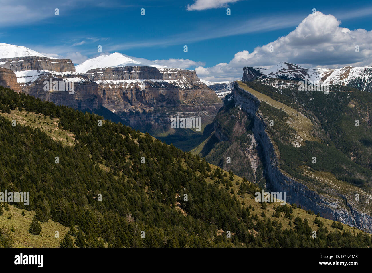 Panoramablick über Ordesa und Monte Perdido Nationalpark, Huesca, Aragon, Spanien Stockfoto