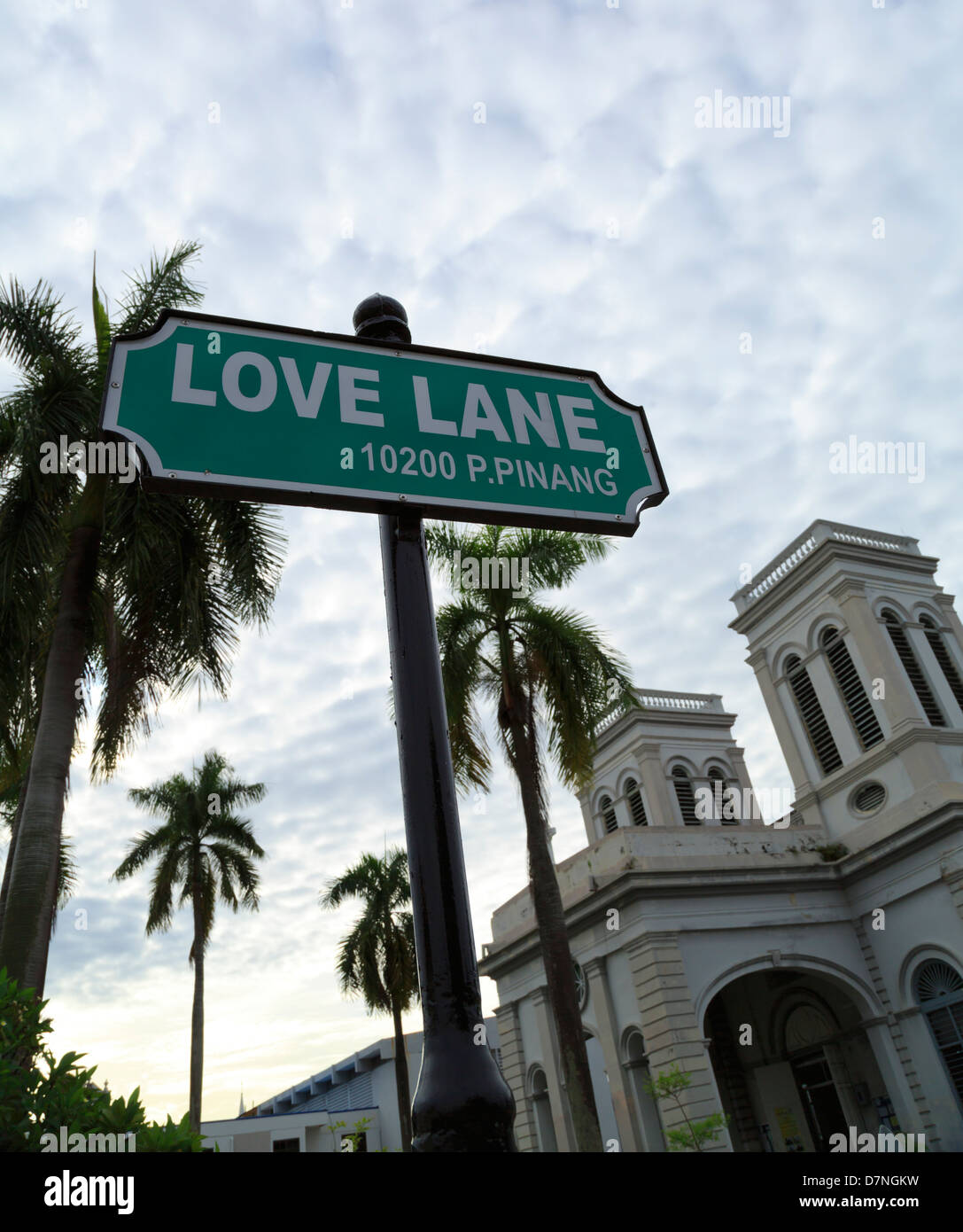 Liebe Spur Straßenschild in George Town, Penang, Malaysia Stockfoto