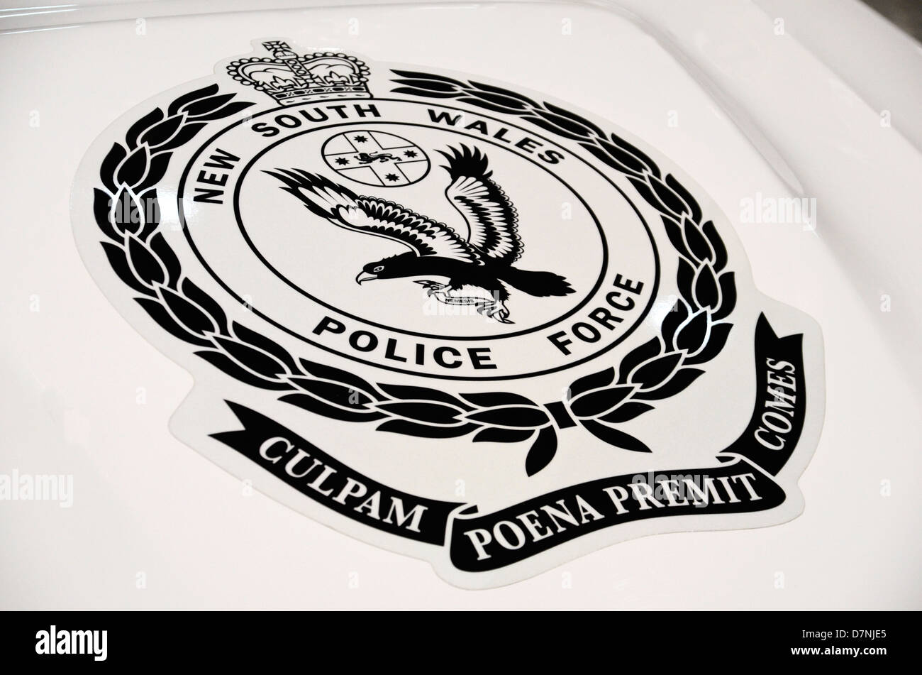 New South Wales Australien Polizei Abzeichen auf Autobahn-Streifenwagen Stockfoto