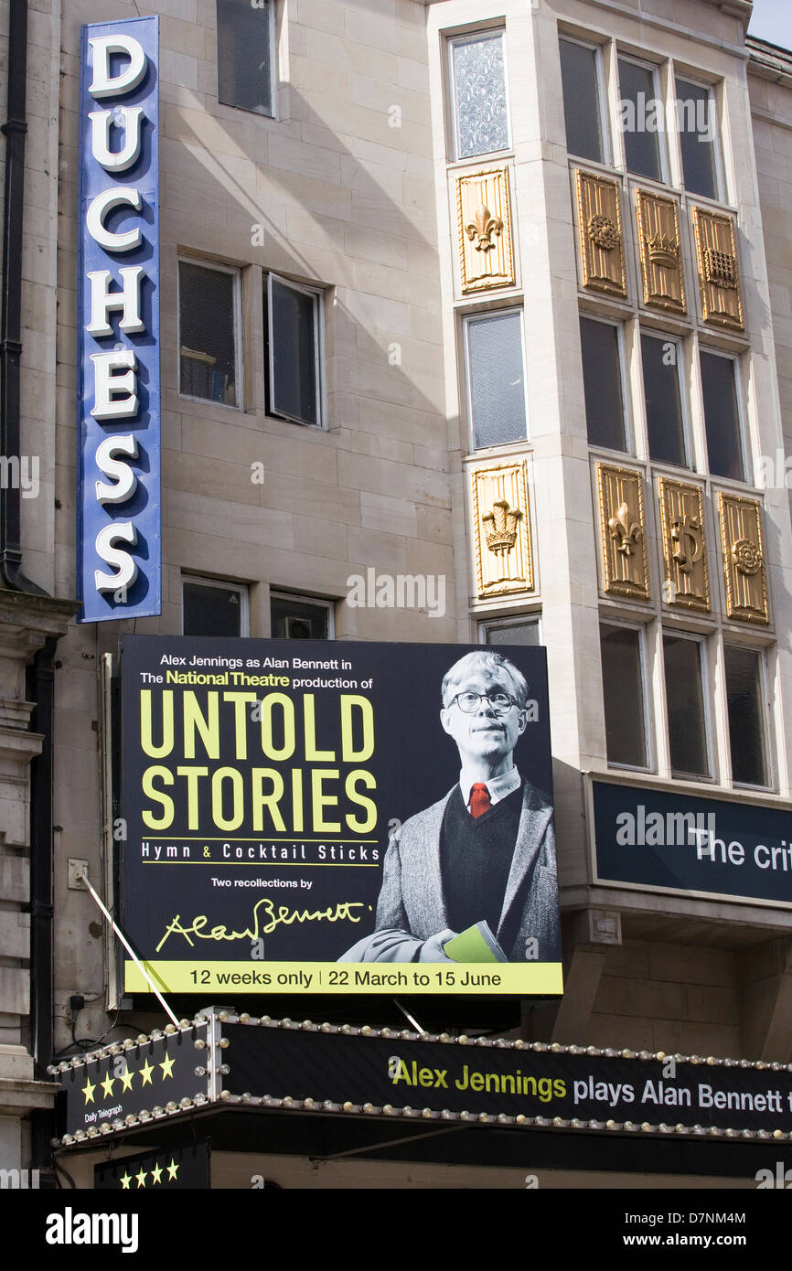 Theater Plakatwerbung Untold Stories an die Herzogin in London Stockfoto