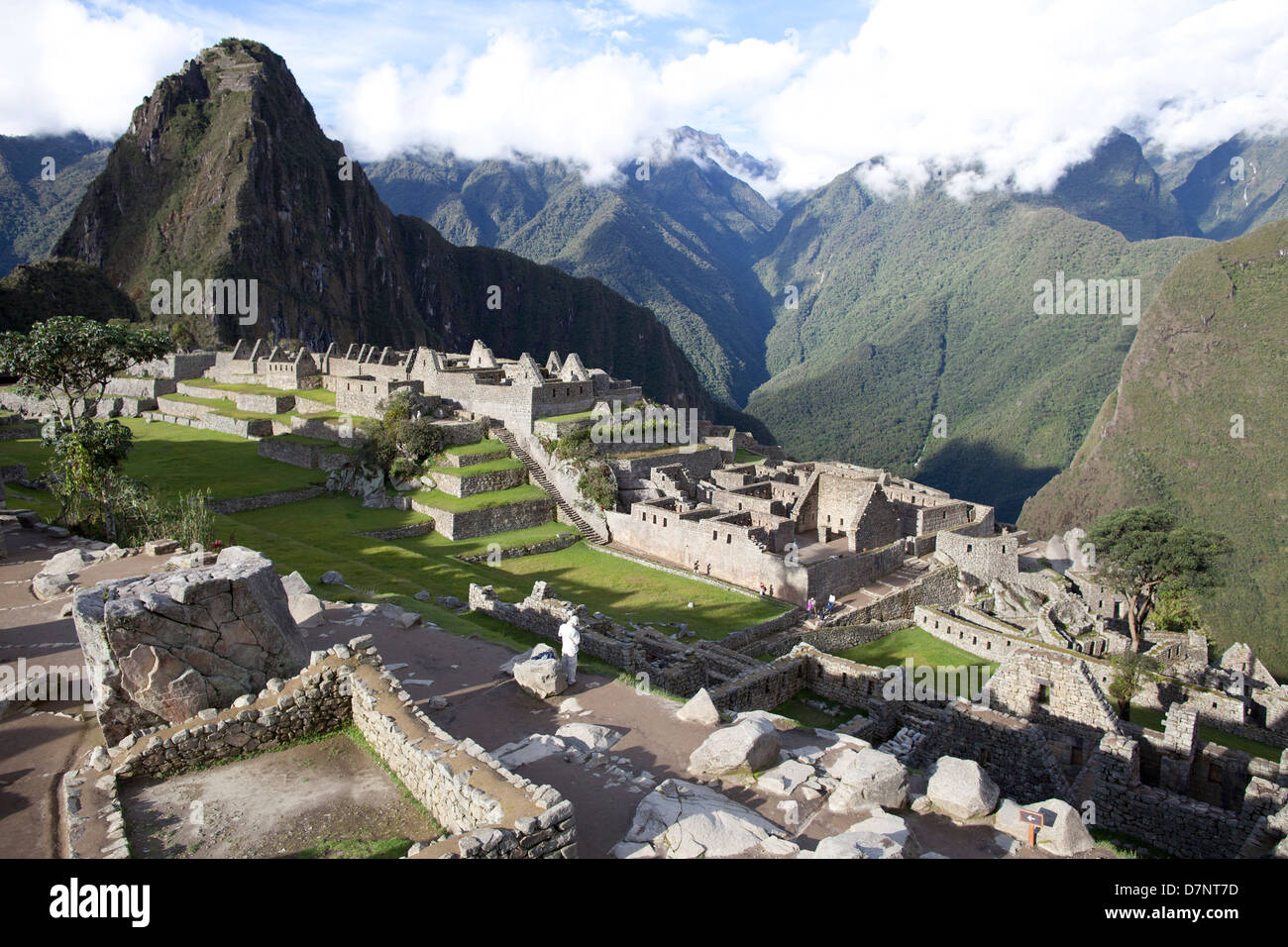 Blick auf die archäologische Stätte der Inka-Stadt Machu Picchu Stockfoto