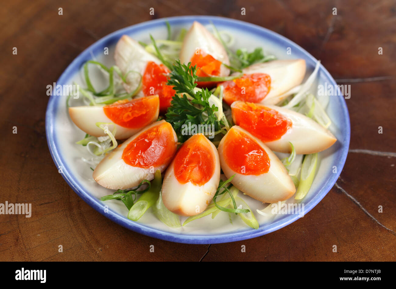 Japanische Hanjuku Gericht gesalzen harte gekochte Eiern Stockfoto