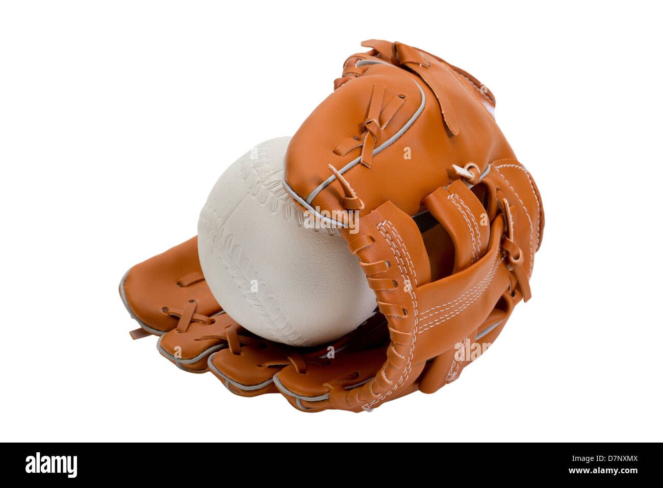 Eine neue Baseball Handschuh und weißen Lederball Stockfoto