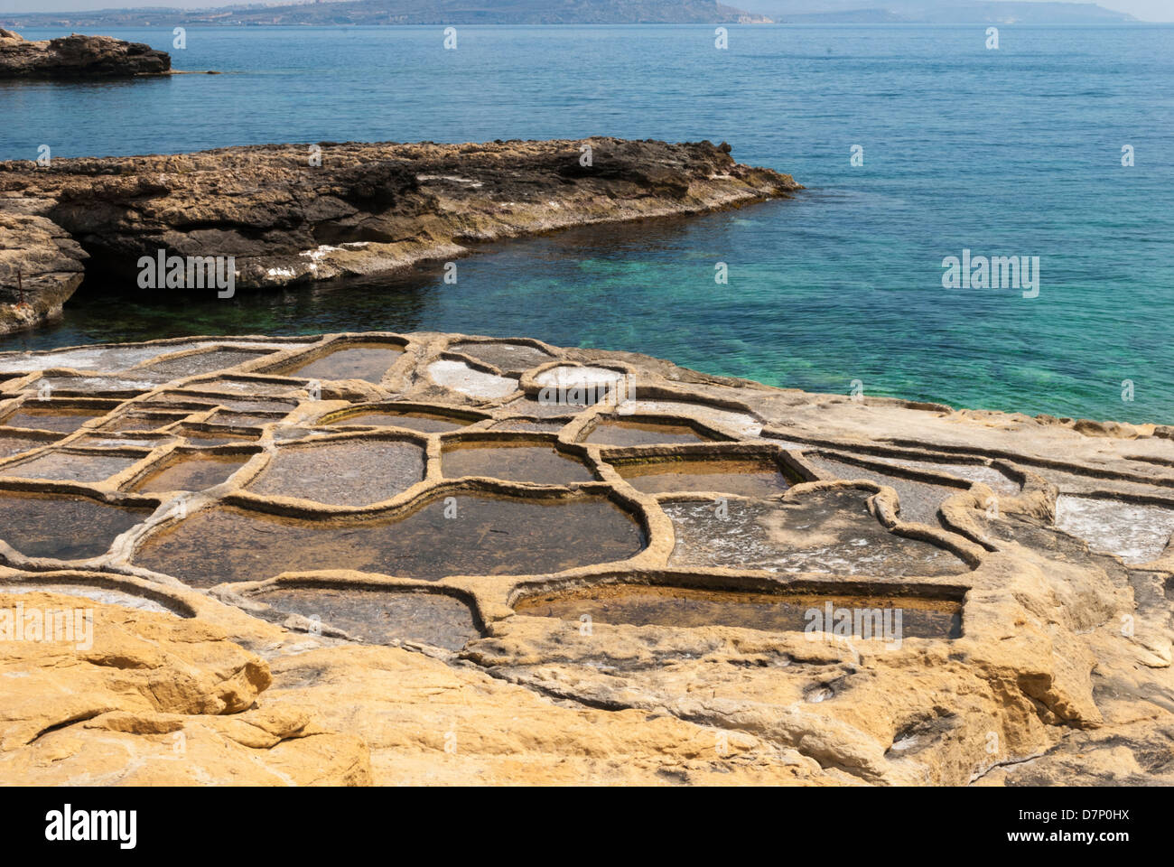 Salinen auf Gozo Stockfoto