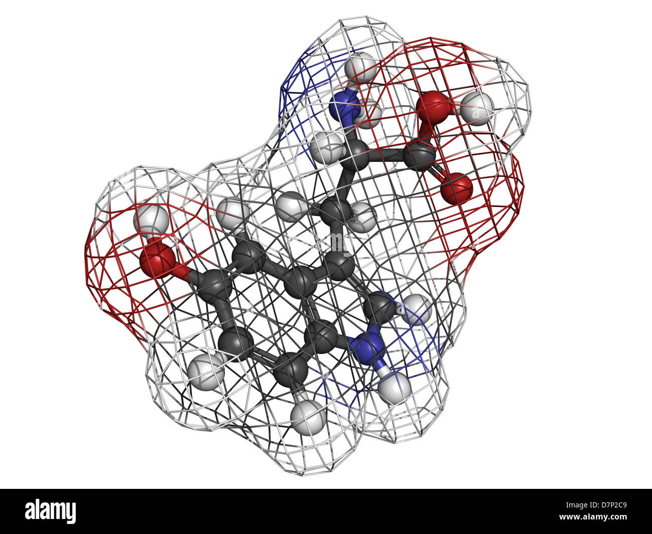 5-Hydroxytryptophan (5-HTP, Oxitriptan) Antidepressivum, Molekülmodell. 5-HTP wird als Antidepressiva, Schlafmittel, etc. verwendet Stockfoto