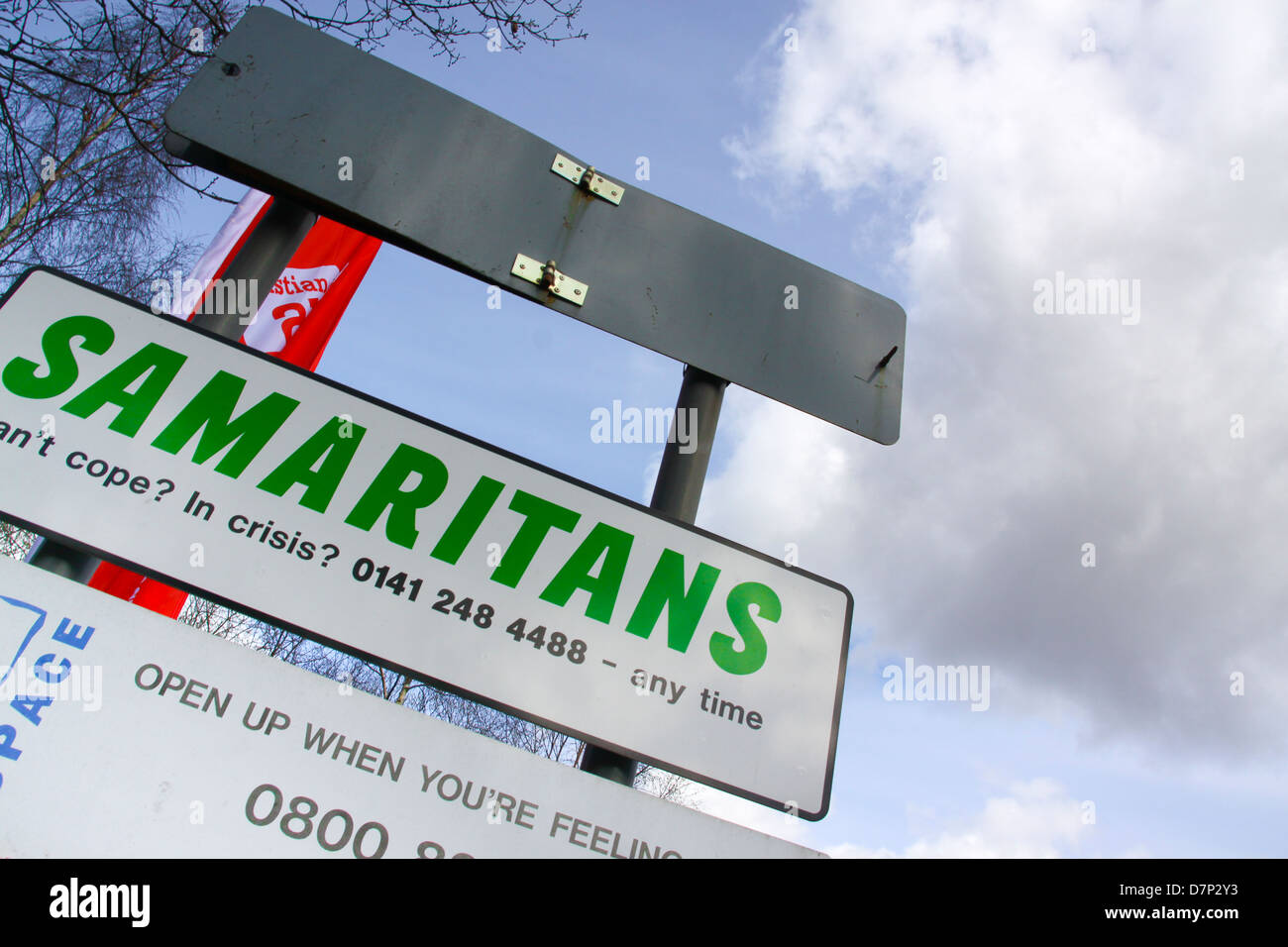 Anzeichen für Samariter und Beratung zum Atmen Stockfoto