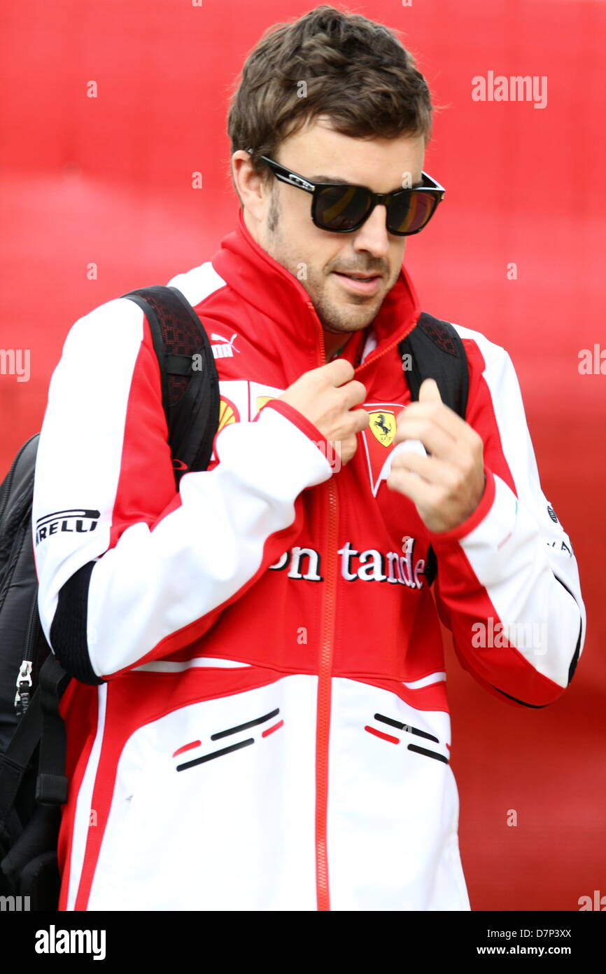 Barcelona, Spanien. 11. Mai 2013.  Formel 1. Großer Preis von Spanien. Bild zeigt Ferrari-Pilot Fernando Alonso Eingang am Circuit de Catalunya Action Plus Sport Bilder/Alamy Live News Stockfoto