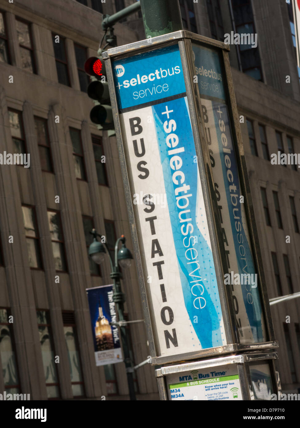 Bus Station Zeichen, NYC Stockfoto