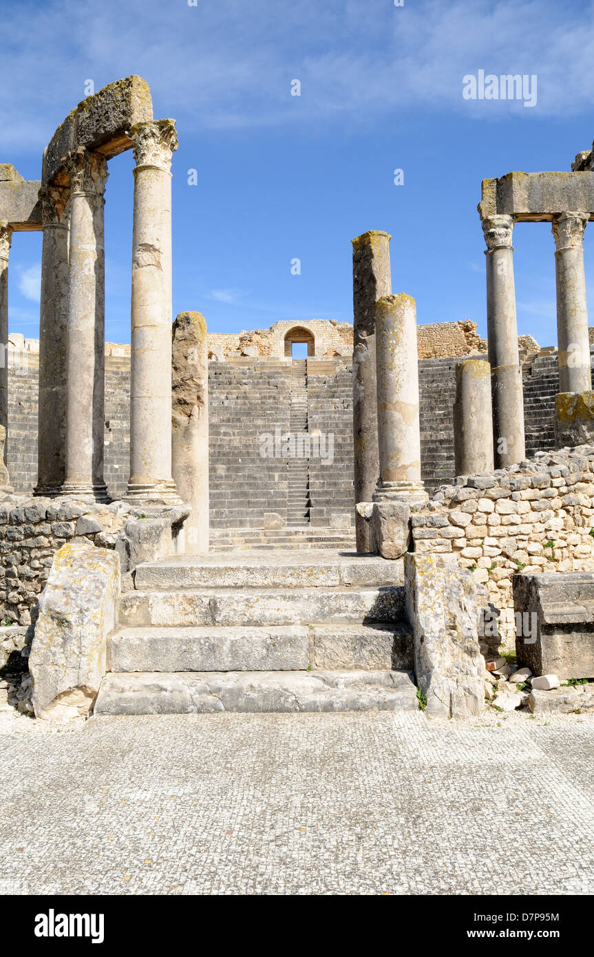 Eintritt in das Theater in Dougga römische Stadt eingebettet in einen Hang Tunesien Stockfoto