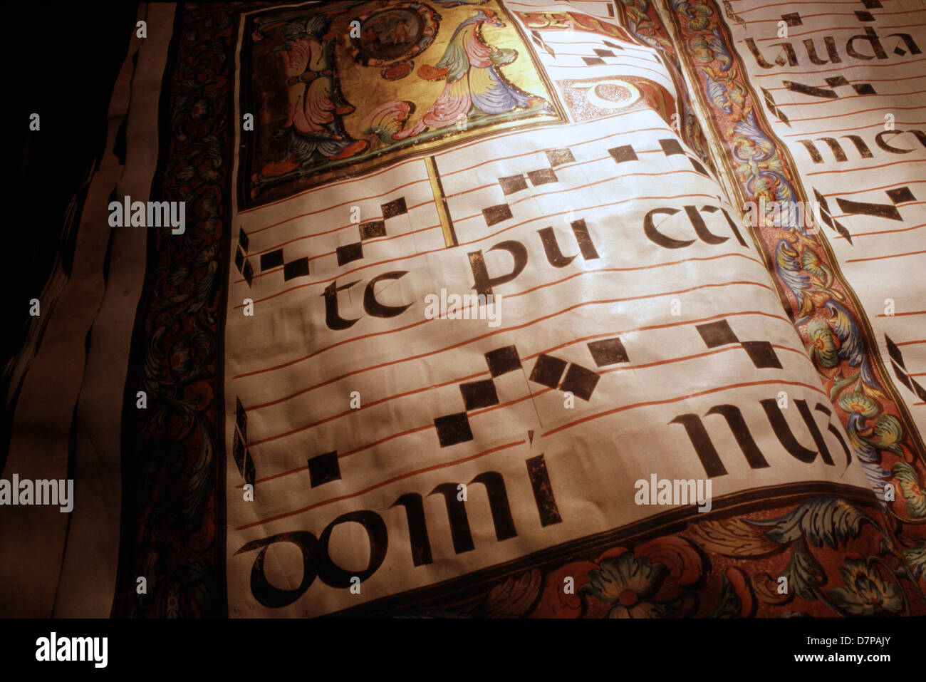 Mittelalterliche Notenbuch in der Kathedrale Capilla Real in Granada Andalusien Südspanien Stockfoto