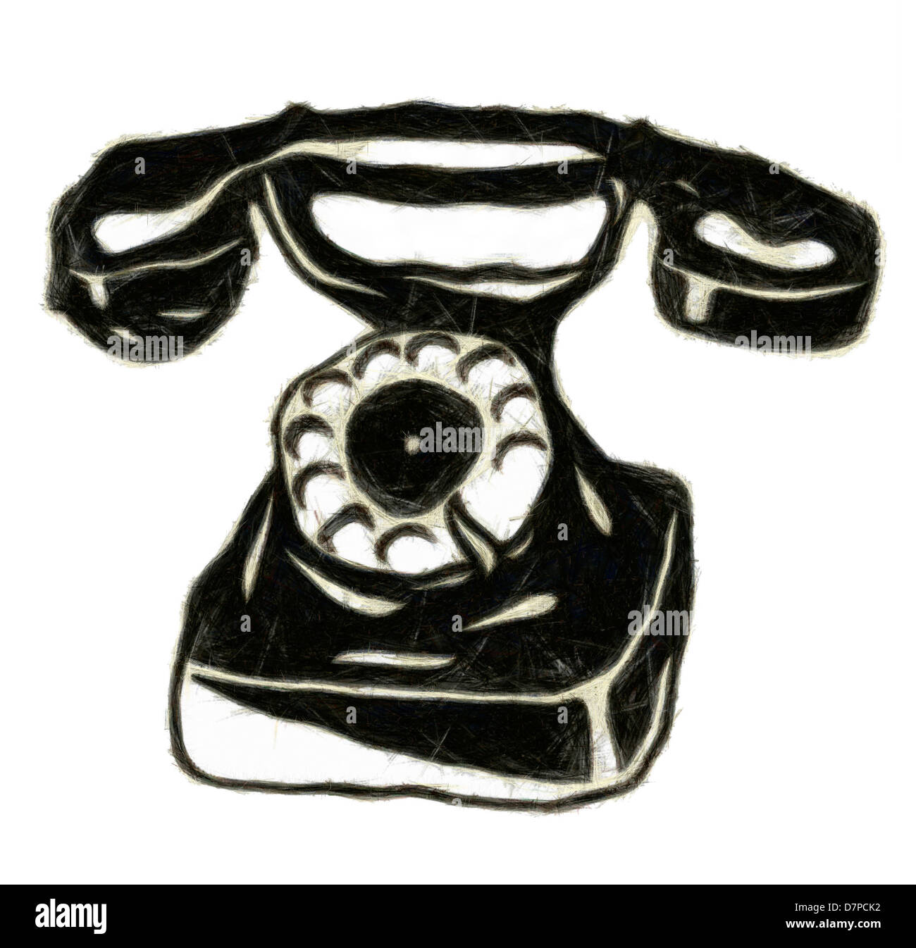 Zeichnung des alten Telefons Stockfoto
