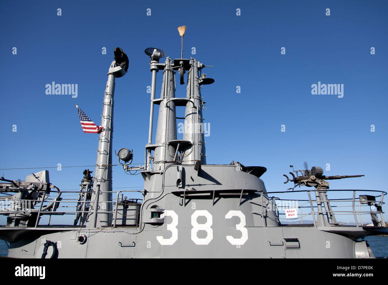 USS Pampanito vertäut ein WW2 US Navy u-Boot am Pier 45, San Francisco, Kalifornien, USA. Stockfoto
