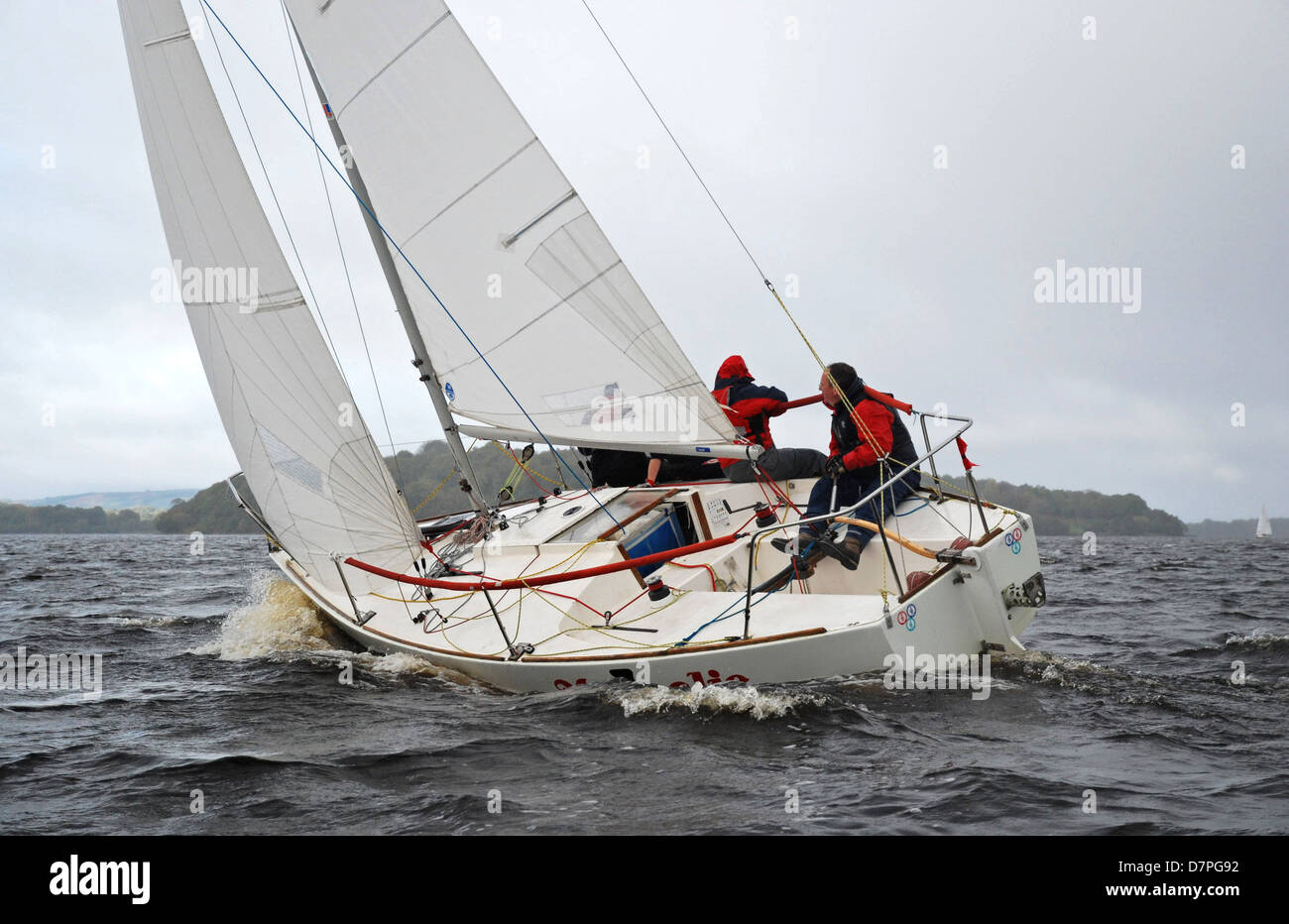 Segeln am unteren Lough Erne, Grafschaft Fermanagh, Nordirland Stockfoto