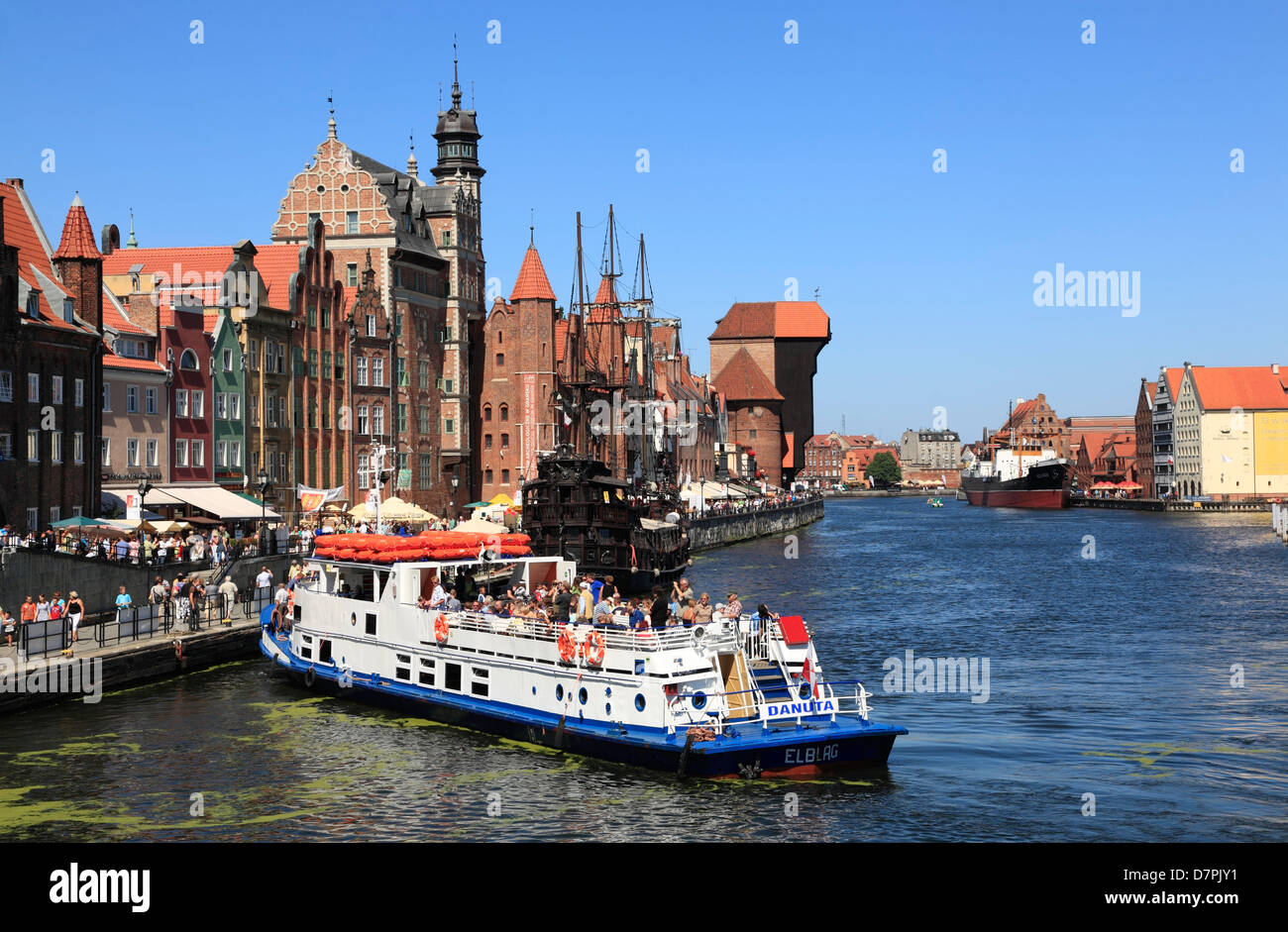 Touristischen Kreuzfahrtschiff am Fluss Mottlau, Danzig, Polen Stockfoto
