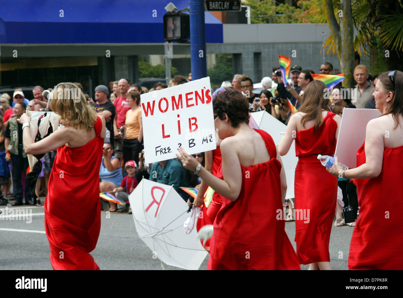 Womens Lib auf Gay Pride Festival und Parade, Vancouver, Kanada Stockfoto