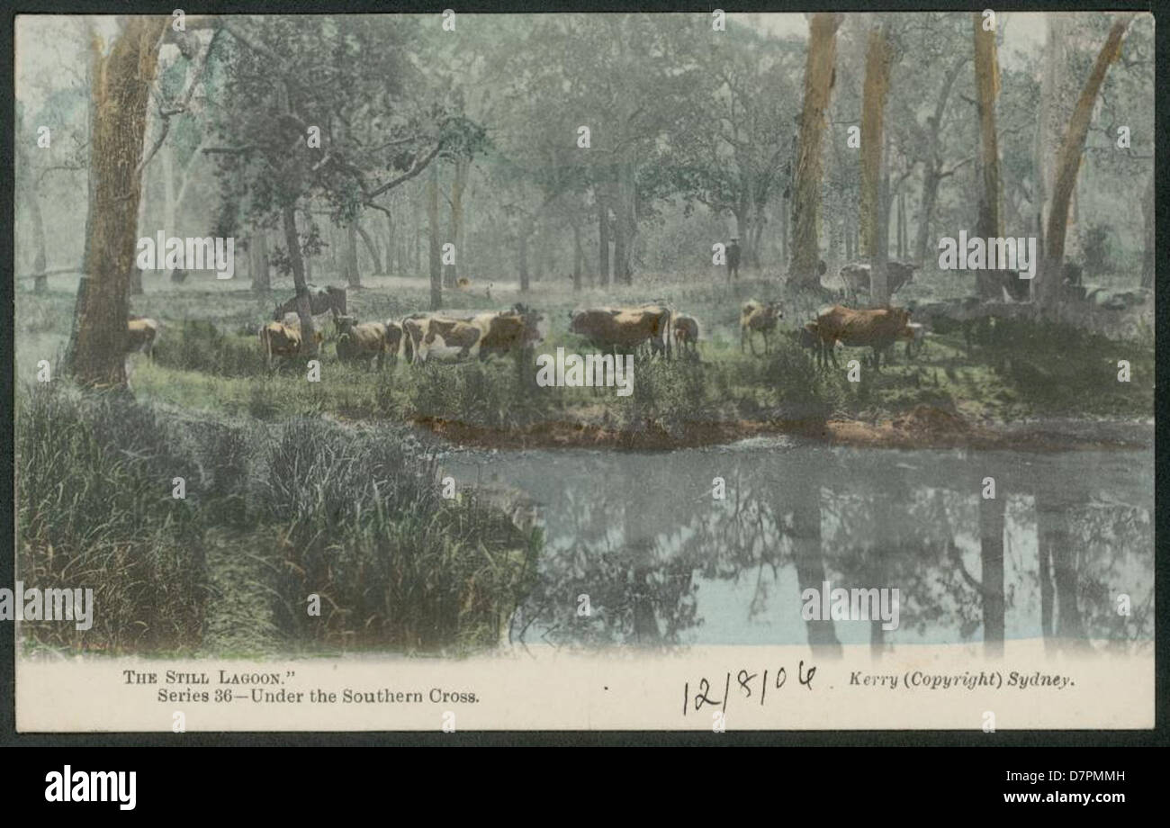 *The still Lagoon, Under the Southern Cross* (1906) fängt eine ruhige, atmosphärische Szene unter dem Sternbild Southern Cross ein, die die Interpretation der Natur und der australischen Landschaft widerspiegelt. Stockfoto
