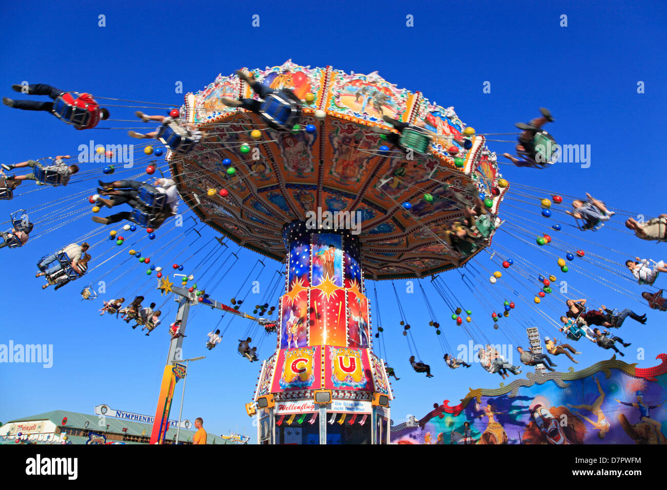 Oktoberfest, Theresienwiese, Traditionelles Kettenkarrussel, Kettenkarussell, Karussell, München, Bayern, Deutschland Stockfoto