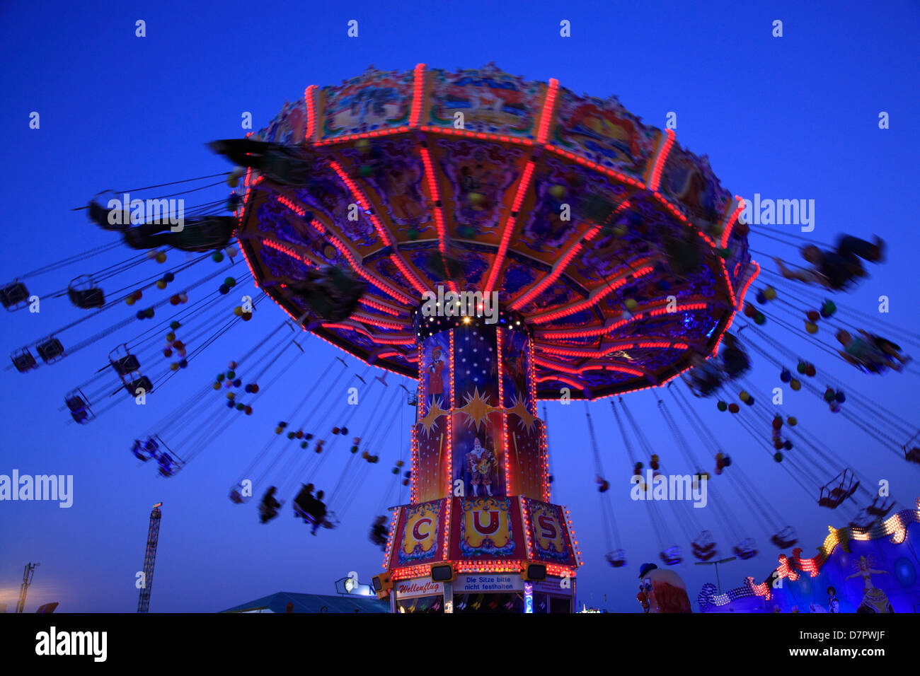 Oktoberfest, Theresienwiese, Traditionelles Kettenkarrussel, Kettenkarussell, Karussell, München, Bayern, Deutschland Stockfoto