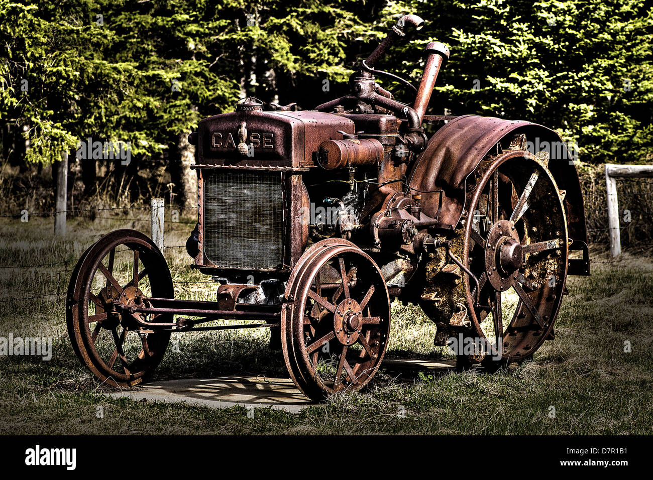 Fall, Traktor, Geräte, landwirtschaftliche Geräte. Jerome I. Fall, J.I Fall Dreschmaschine Company, Fall. HDR, alte Abe Stockfoto