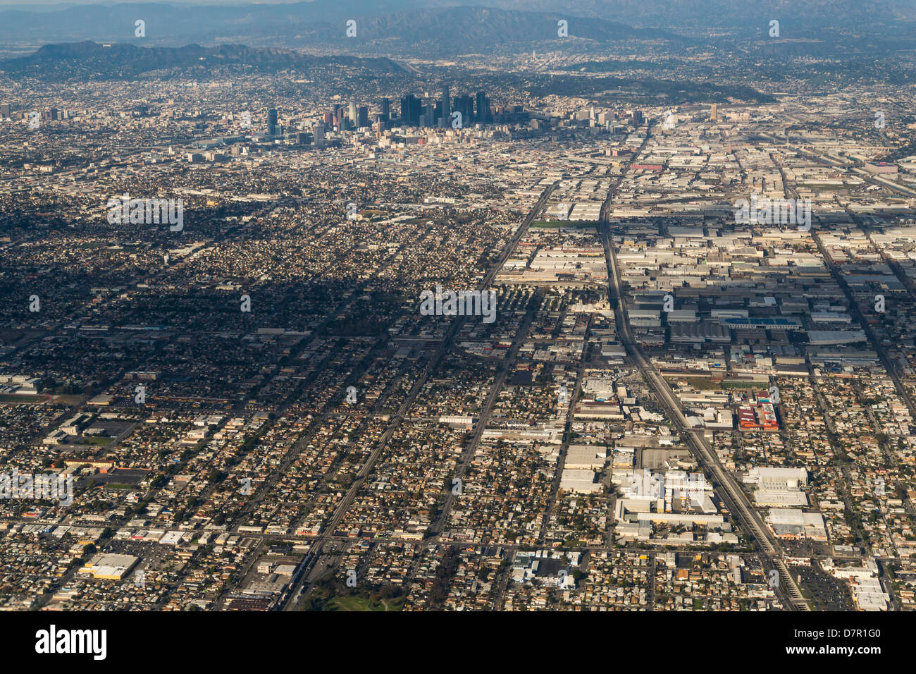 Luftaufnahme der Innenstadt von Los Angeles. Stockfoto