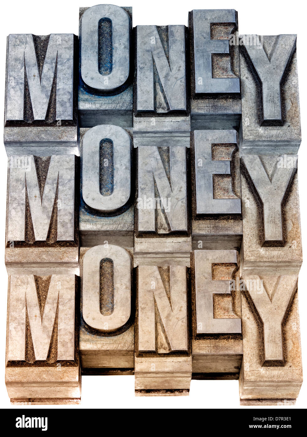 Metall-Einstellung, alte Briefe Blei für Buchdruck drucken Stockfoto