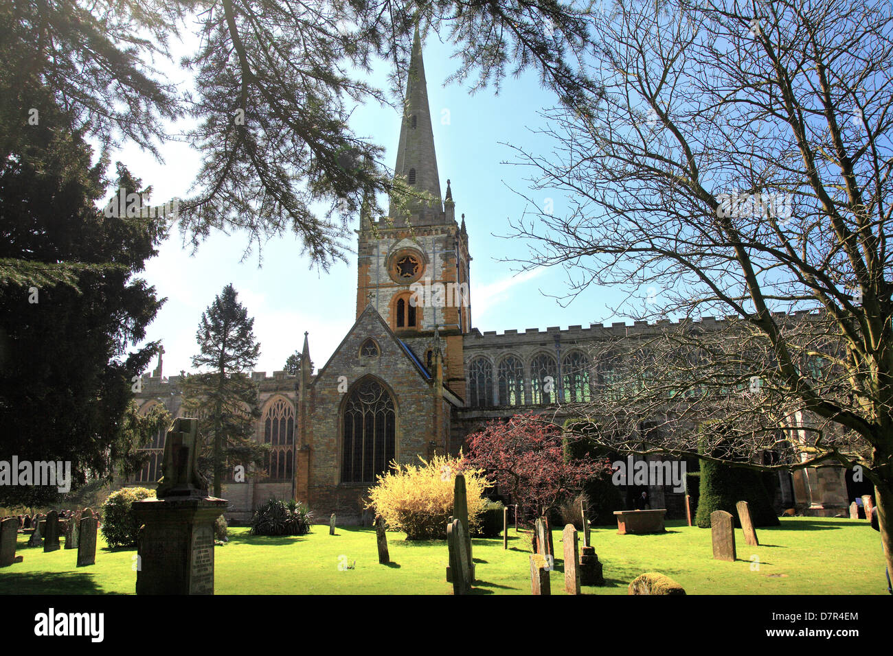 Stiftskirche der Heiligen und ungeteilten Dreifaltigkeit, ist Stratford-upon-Avon eine Note ich Pfarrkirche aufgeführt Stockfoto