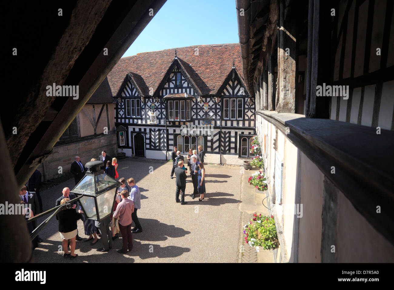 Innenhof des historischen Gebäuden in Warwick Stockfoto