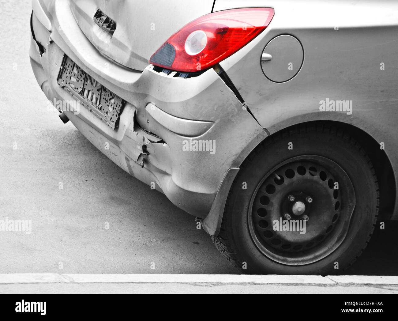 Kaputtes kleines Mini-Auto Stockfoto