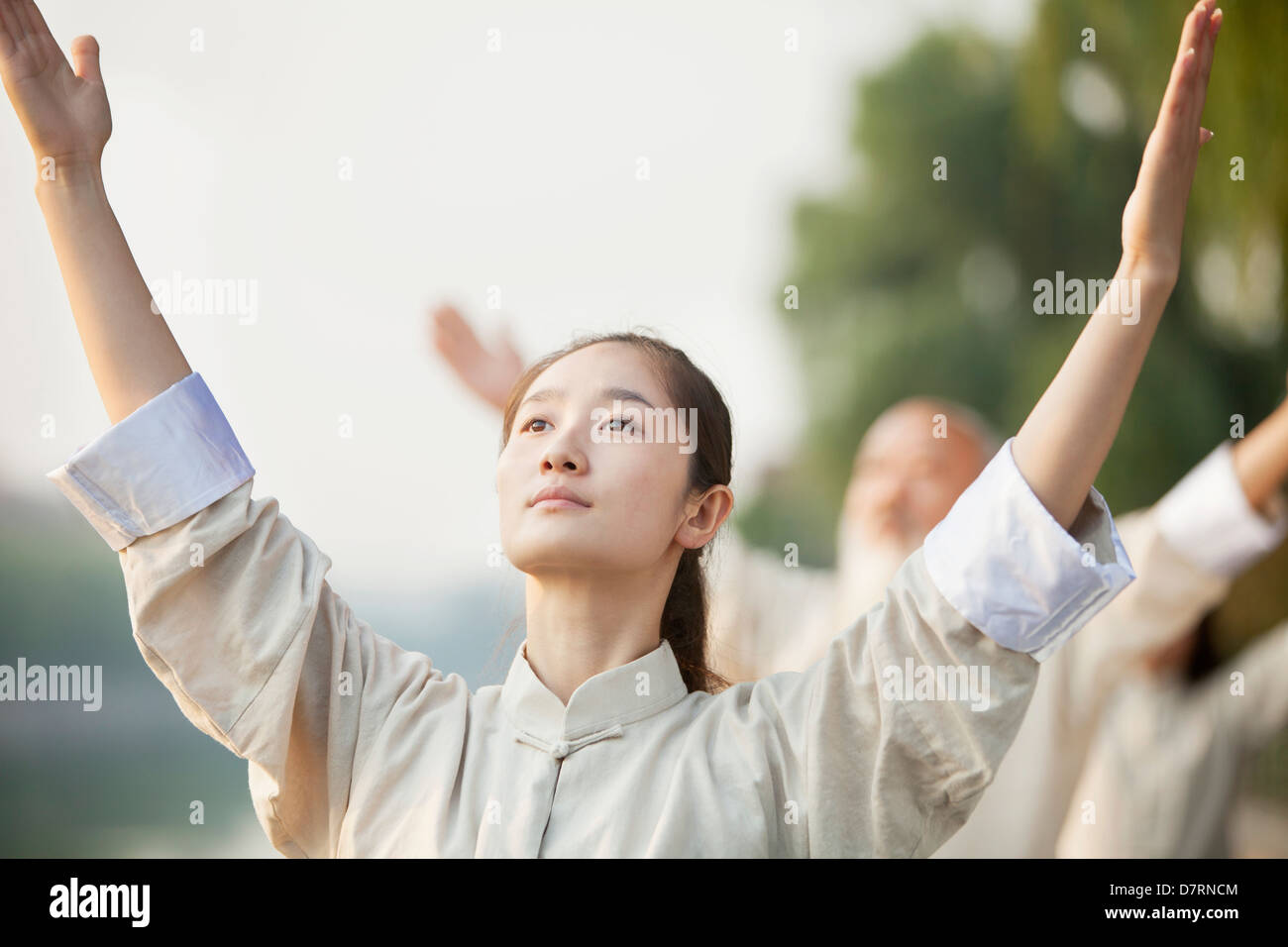 Chinesen praktizieren Tai Ji Stockfoto