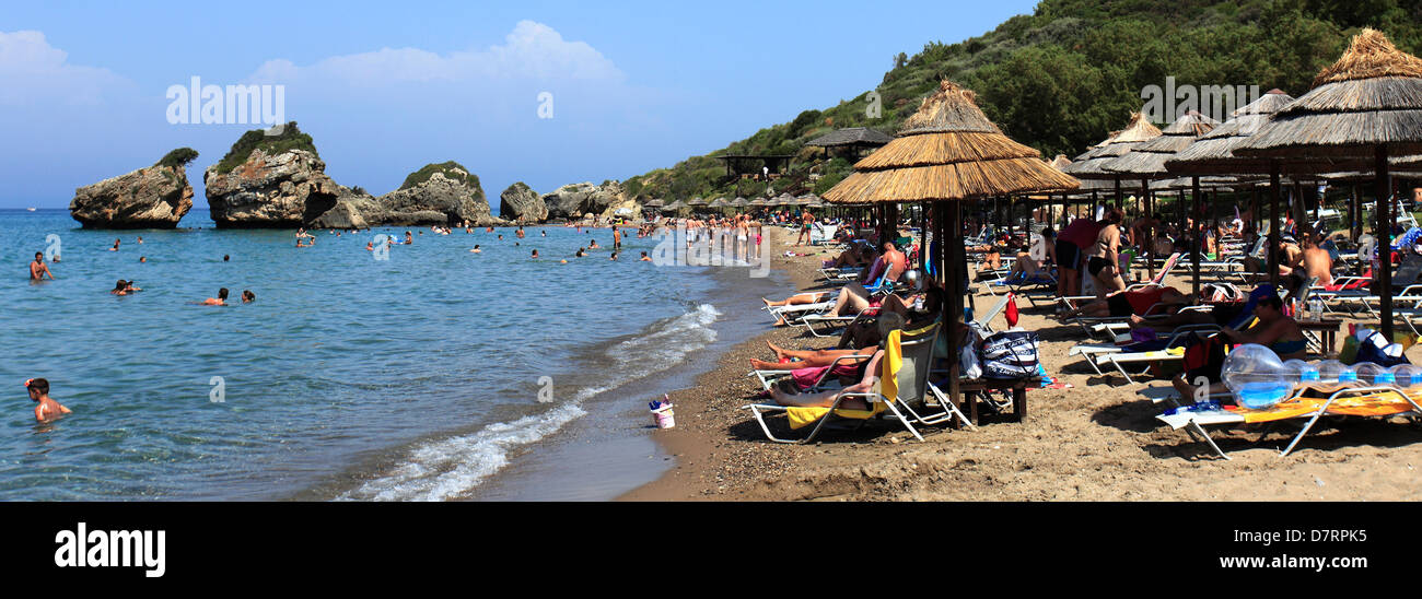 Blick auf Porto Zoro Beach &amp; Resort, Südinsel Zakynthos, Zakynthos, Griechenland, Europa. Stockfoto