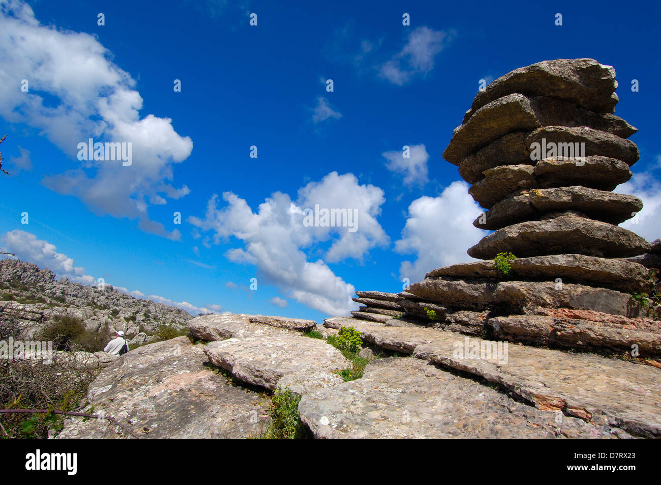 Erosion an Jura Kalksteine, Torcal de Antequera. Provinz Malaga, Andalusien, Spanien Stockfoto