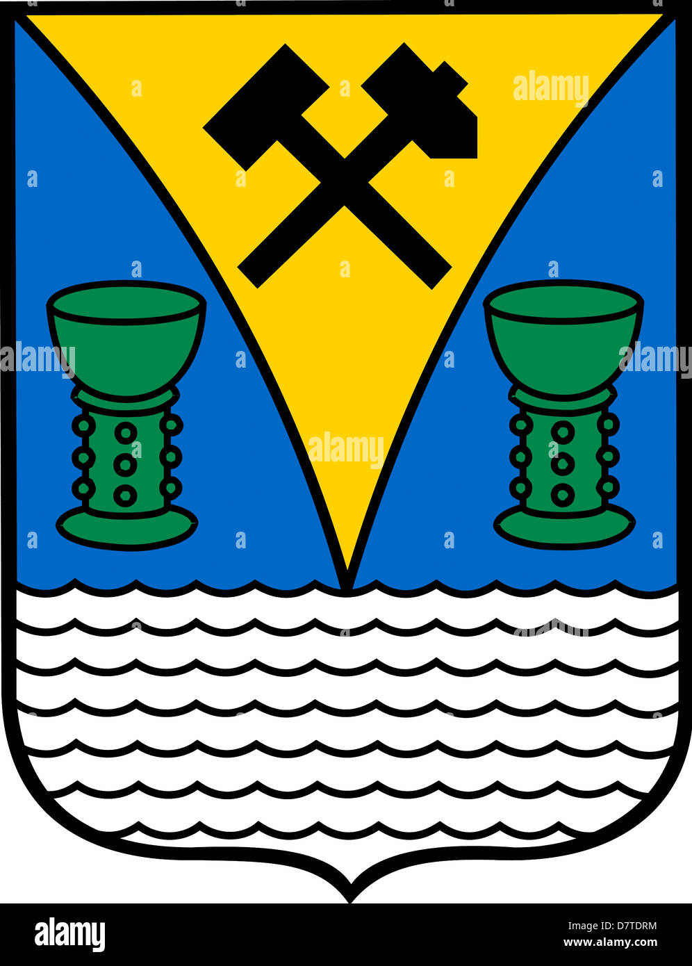 Wappen der deutschen Stadt Weißwasser in Sachsen. Stockfoto