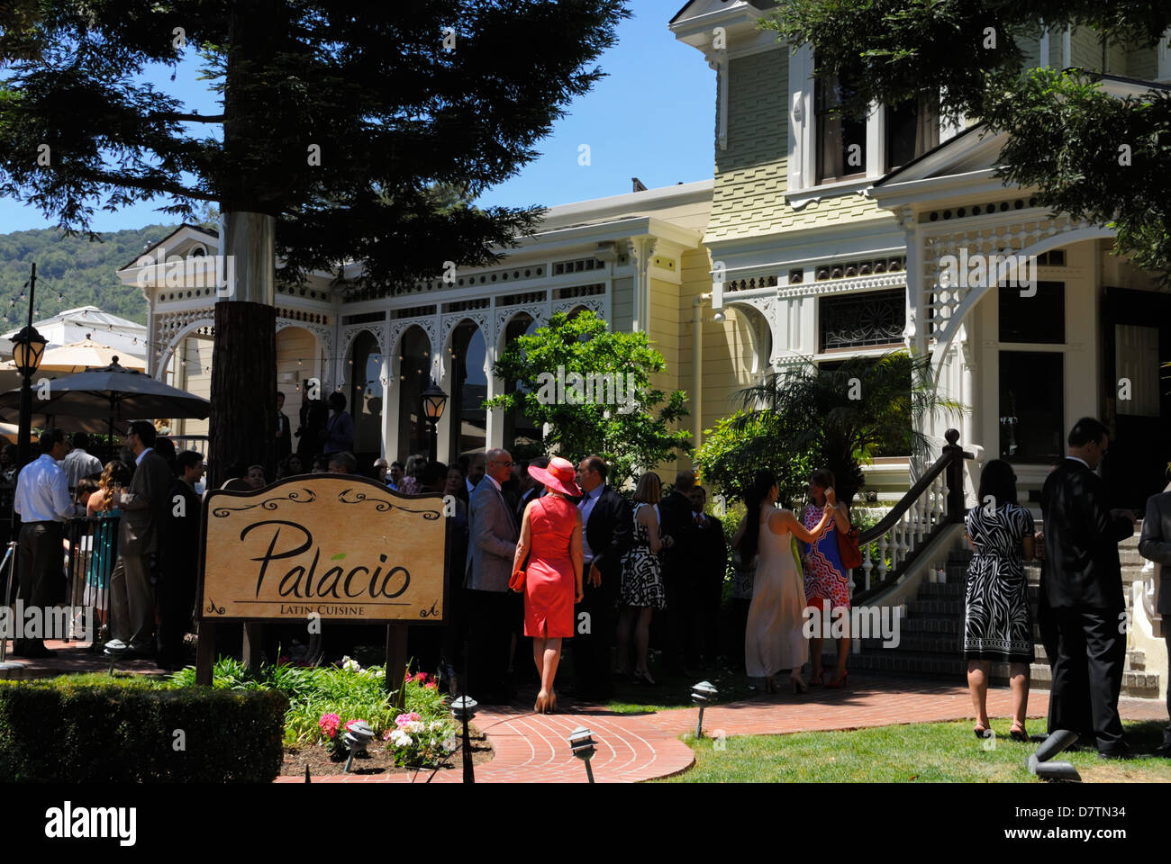 Ein privater Empfang im Latin Restaurant Palacio im Zentrum von Los Gatos, CA Stockfoto