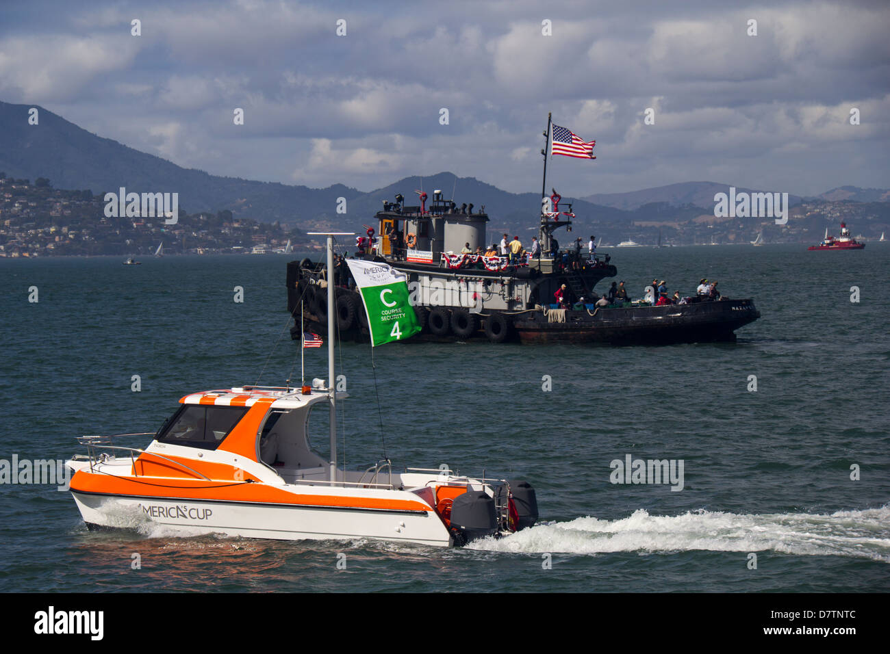 Amerikas Cup Sicherheit Boot Bucht von San Francisco; San Francisco; Kalifornien; USA; Nord-Amerika Stockfoto