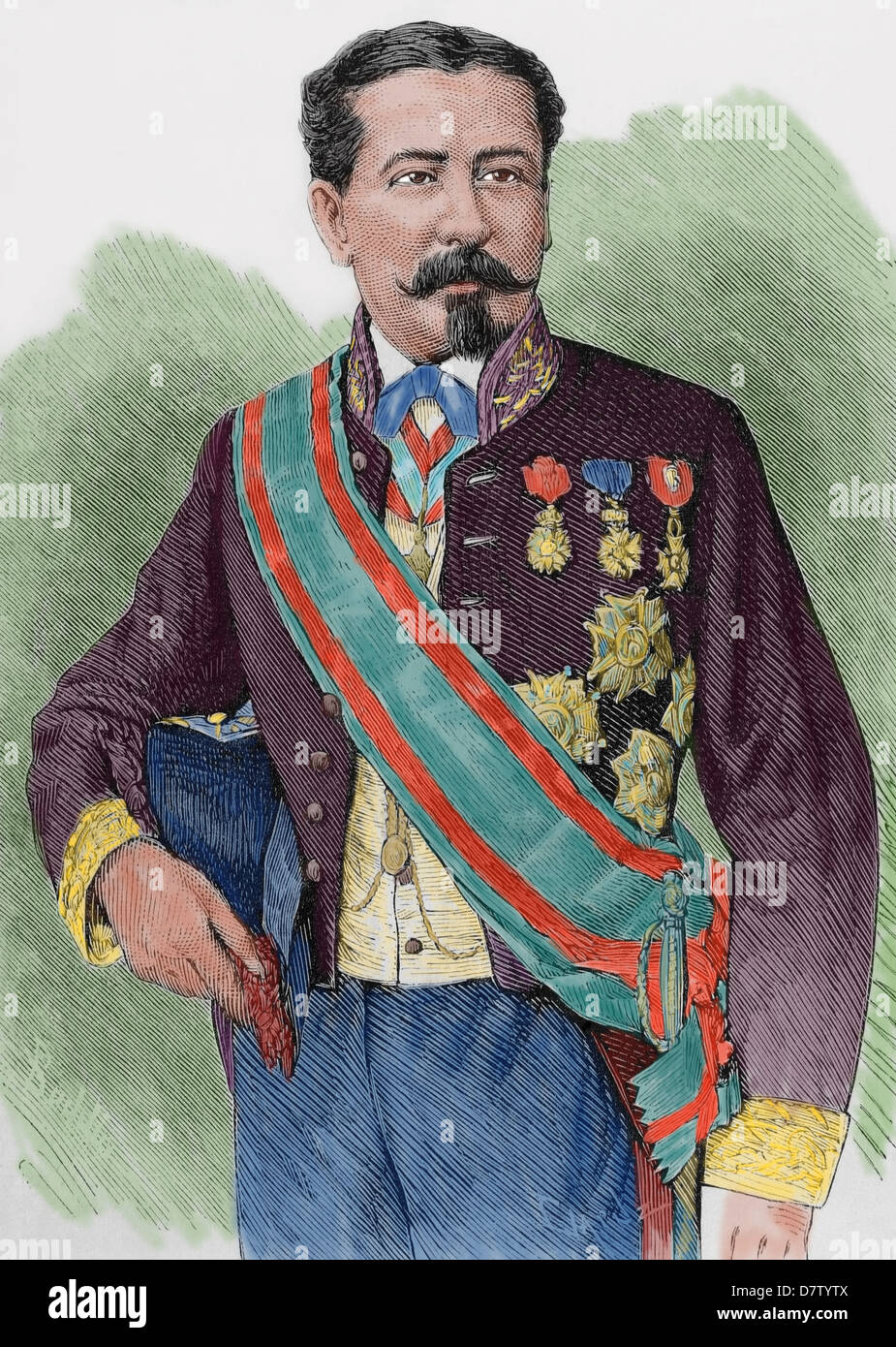 Eduardo Hipolito Pirel. Spanischer Politiker. Kupferstich von Capuz. Die spanischen und amerikanischen Illustration, 1876. Stockfoto