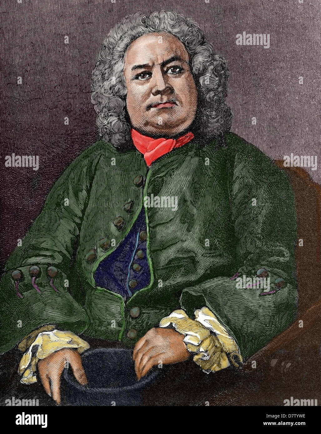 William Hogarth (1697 –1764). Englischer Maler, Grafiker, bildhafte Satiriker und Graveur. Gravur. Farbige. Stockfoto