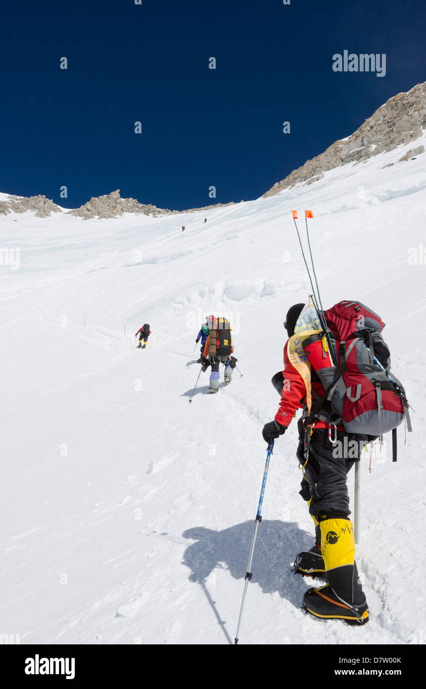 Klettern Expedition auf den Mount McKinley, 6194m, Denali National Park, Alaska, USA Stockfoto