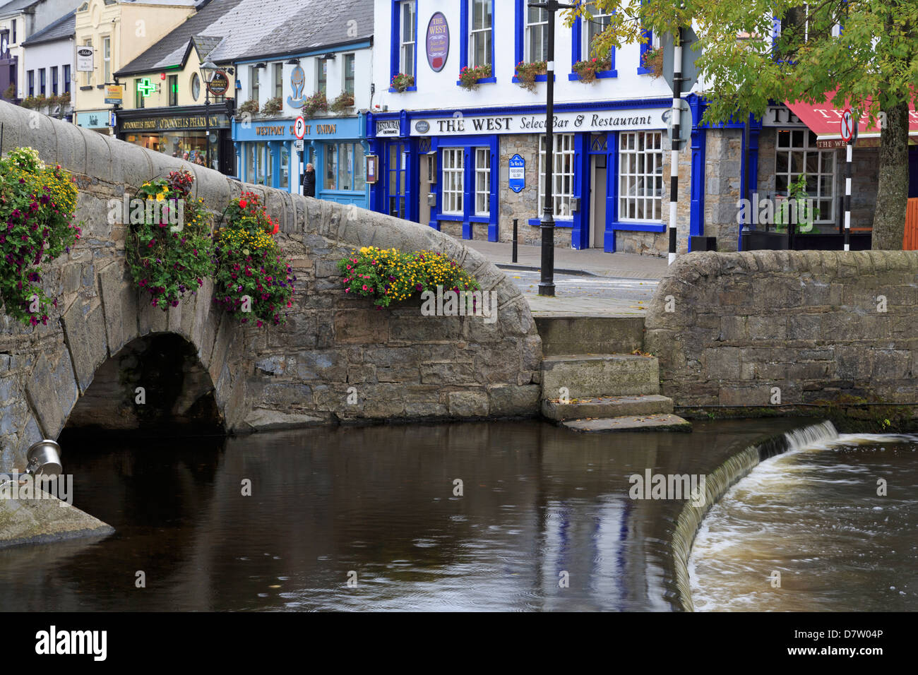 Carrow betteln Fluss in Westport, County Mayo, Connaught, Irland Stockfoto