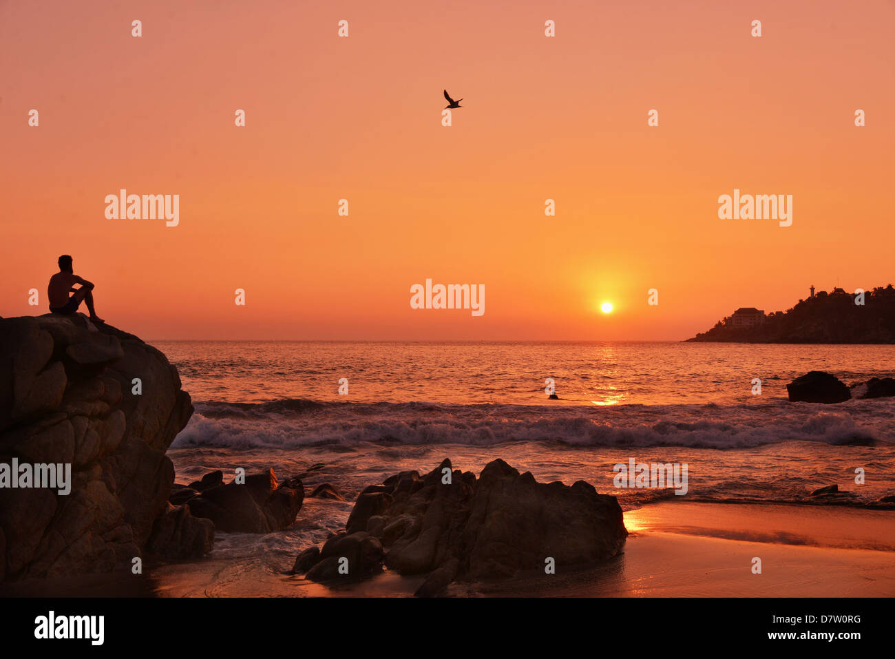 Sonnenuntergang über den Strand von Puerto Escondido Stockfoto